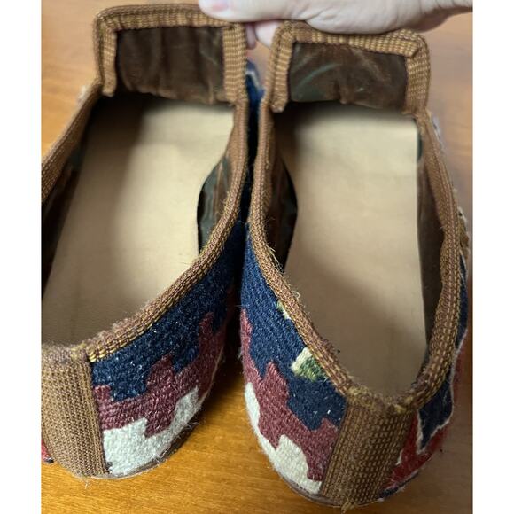 VTG Turkish Kilim Carpet Wool Woven Loafer Flat Shoes Handmade Aztec Unisex *See - Picture 9 of 12